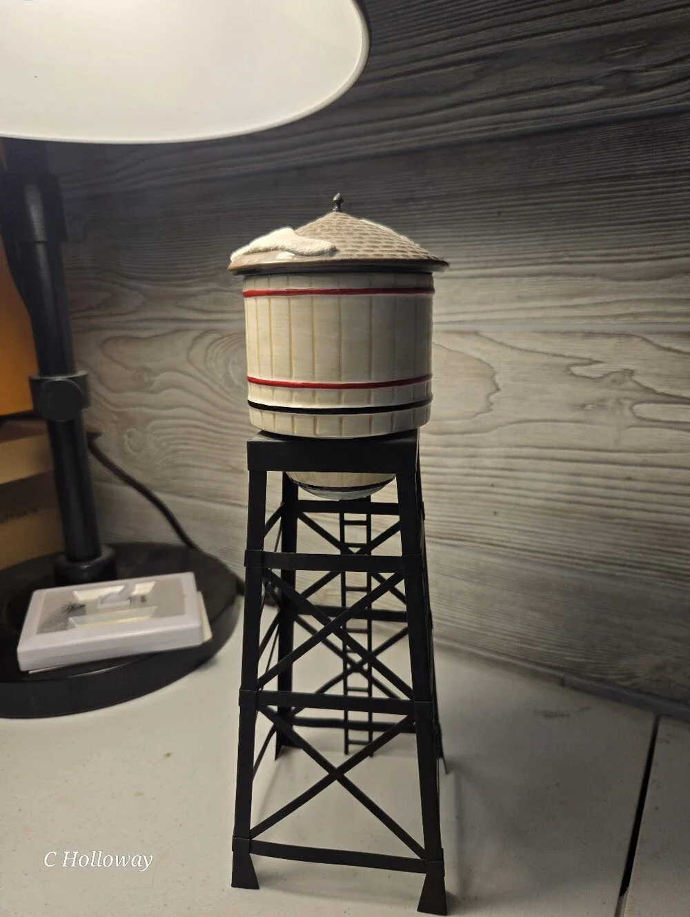 Dept 56 Snow Village Harley-Davidson Water Tower w/Box, Excellent Condition